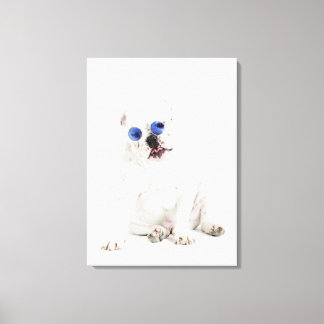 weißer Hintergrund, weißer Bulldog, blau getönt Leinwanddruck