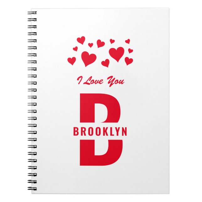 Weißer Hipster Monogramm Happy Valentinstag Notizblock (Vorderseite)