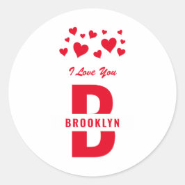 Weißer Hipster Monogramm Happy Valentinstag Runder Aufkleber