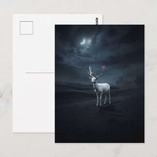 Weißer Hirsch in nächtlicher Wüste Postkarte