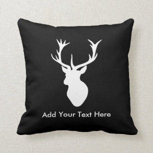 Weißer Hirsch-Kopf mit den Geweihen Kissen