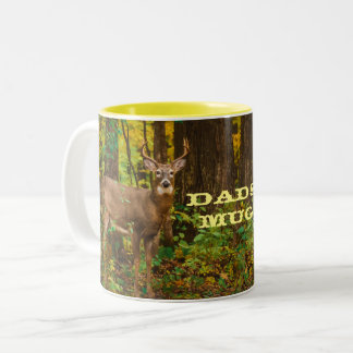Weißer Hirschknochen mit Hornhaut Foto für Vater Zweifarbige Tasse