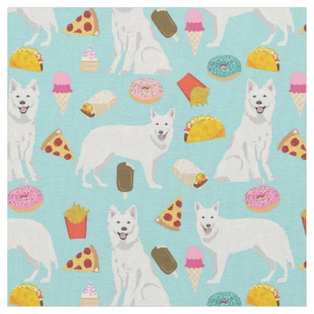 Weißer Hirte Hund Junkfood Stoff (Nahaufnahme)