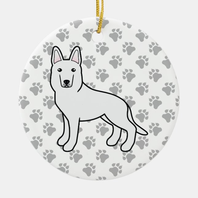 Weißer Hirte/Weißer Hirtenhund Keramik Ornament (Vorne)