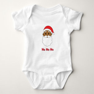 Weißer Ho Ho Ho Afroamerikanischer Weihnachtsmann  Baby Strampler