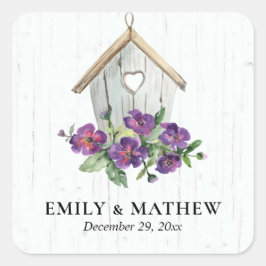 WEISSER HOLZ RUSTISCHES BLUMENBIRDHOUSE QUADRATISCHER AUFKLEBER