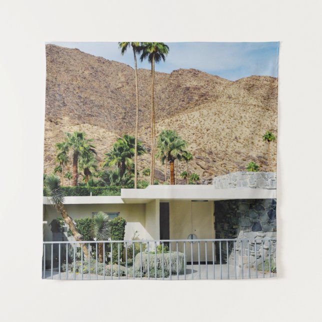 WEISSER HOLZZENTRUM IN DER NÄHE DES GRÜNEN PALMBÄU WANDTEPPICH (Vorderseite)