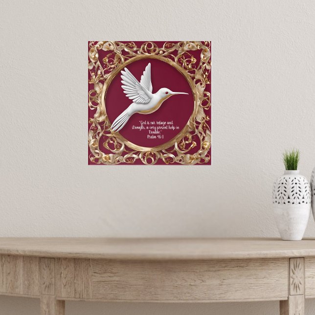 Weißer Hummingvogel auf Rot Poster (Von Creator hochgeladen)