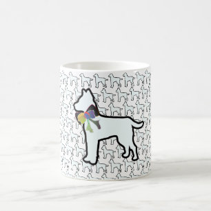 Weißer Hund mit Schleife Kaffeetasse