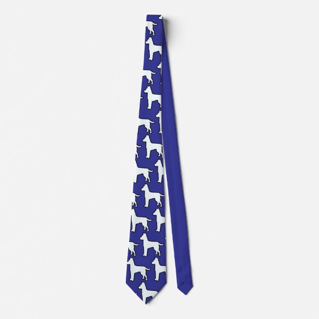 Weißer Hund Tiefblau  Krawatte (Vorderseite)
