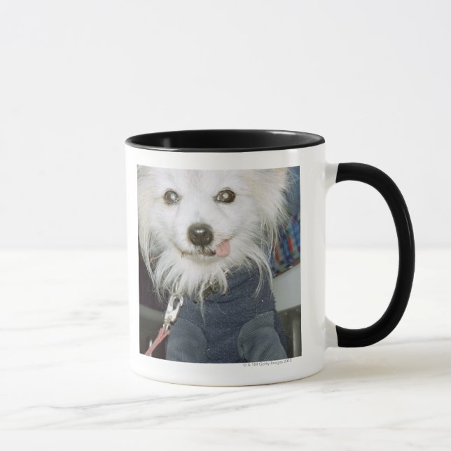 Weißer Hundetragende Kleidung Tasse (Rechts)