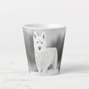 Weißer Husky Milchtasse