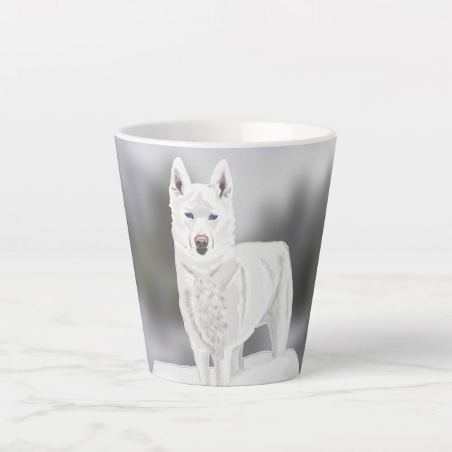 Weißer Husky Milchtasse (Vorderseite)