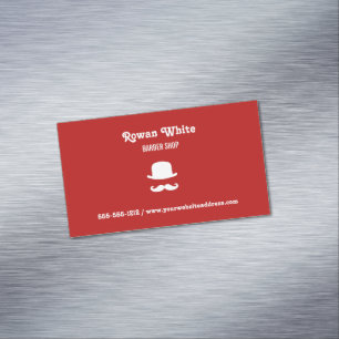 Weißer Hut und Schnurrbart Silhouette rot Magnetische Visitenkarte