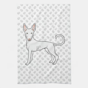 Weißer Ibizan Hound Glatthaar Cartoon-Hund & Pfote Geschirrtuch
