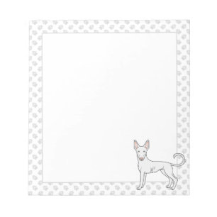 Weißer Ibizan Hound Glatthaar Cartoon-Hund & Pfote Notizblock