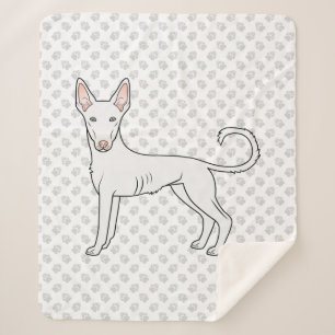 Weißer Ibizan Hound Glatthaar Cartoon-Hund & Pfote Sherpadecke