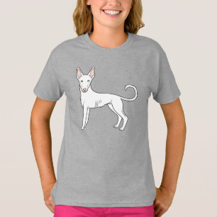 Weißer Ibizan Hound Glatthaar Süßer Cartoon-Hund T-Shirt