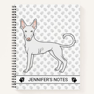Weißer Ibizener Hund mit glattem Fell Cartoon-Hund Notizbuch