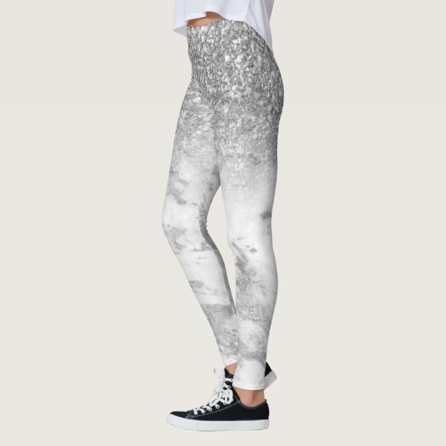Weißer Imitat und Glitzer ombre Leggings (Links)
