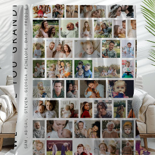 Weißer individueller Fotoschmuck mit 54 Fotos Fleecedecke
