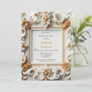 Weißer Junggeselinnen-Abschied im Barockstil Einladung