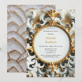 Weißer Junggeselinnen-Abschied im Barockstil Einladung