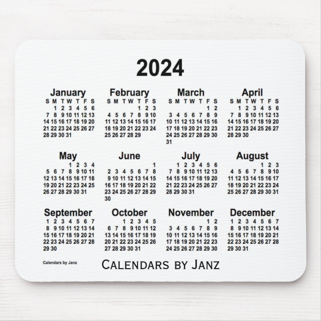 Weißer Kalender 2024 von Janz Mouse Pad Mousepad (Vorne)