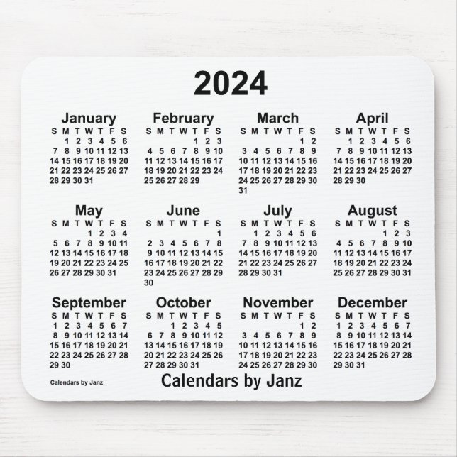 Weißer Kalender 2024 von Janz Mouse Pad Mousepad (Vorne)
