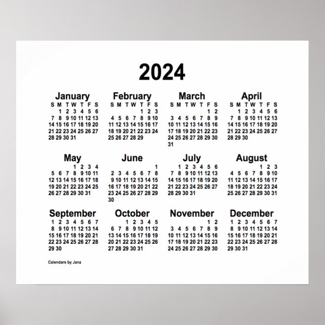 Weißer Kalender 2024 von Janz Print Poster (Vorne)