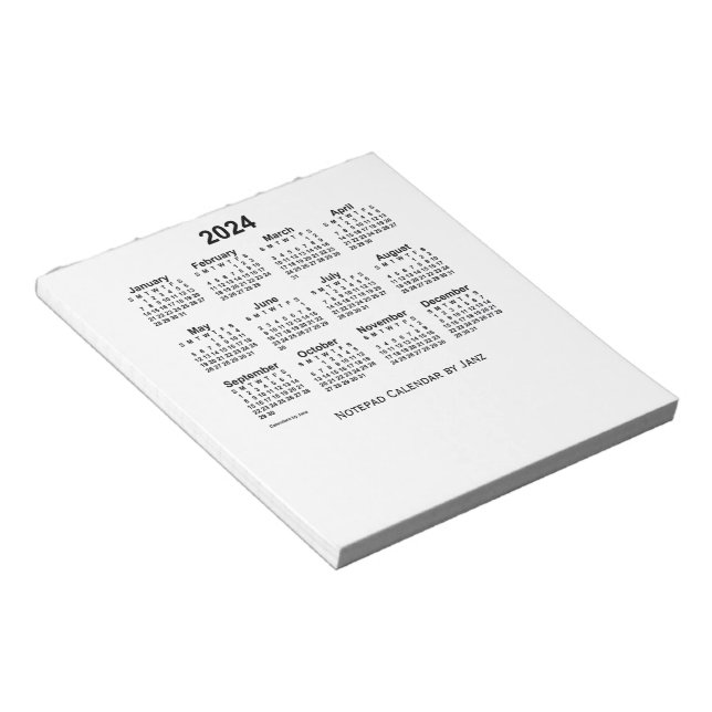 Weißer Kalender 2024 von Janz Small Notepad Notizblock (angewinkelt)