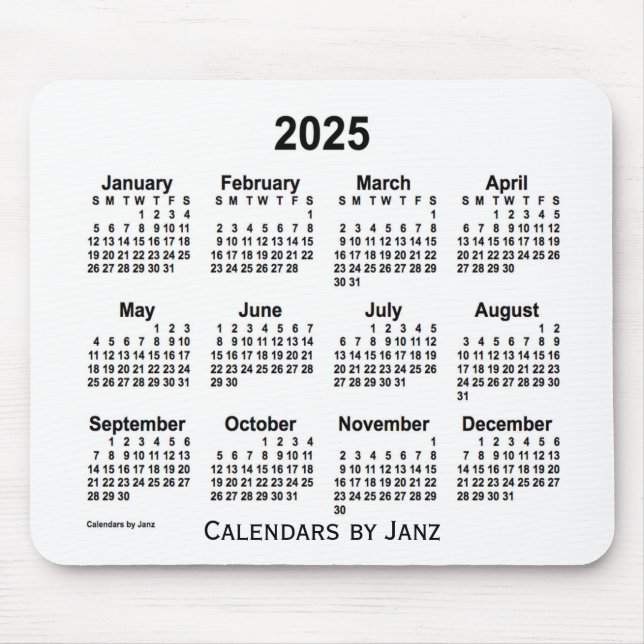 Weißer Kalender 2025 von Janz Mouse Pad Mousepad (Vorne)
