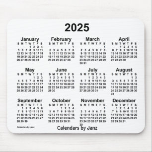 Weißer Kalender 2025 von Janz Mouse Pad Mousepad