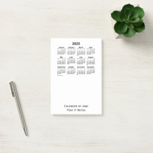 Weißer Kalender 2025 von Janz Post-it Klebezettel