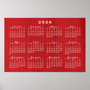 Weißer Kalender 2026 auf anpassbarem Foto Poster