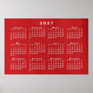 Weißer Kalender 2027 auf anpassbarem Foto Poster
