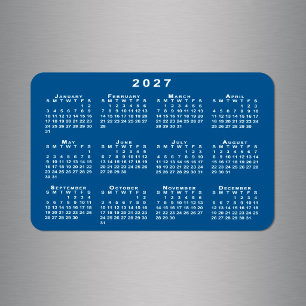 Weißer Kalender 2027 Blaue Hintergrundvorlage Magnet