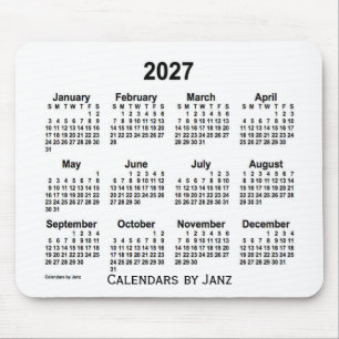 Weißer Kalender 2027 von Janz Mouse Pad Mousepad