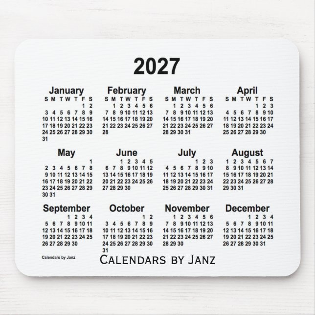 Weißer Kalender 2027 von Janz Mouse Pad Mousepad (Vorne)