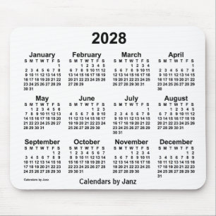 Weißer Kalender 2028 von Janz Mouse Pad Mousepad