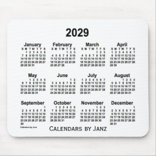 Weißer Kalender 2029 von Janz Mouse Pad Mousepad
