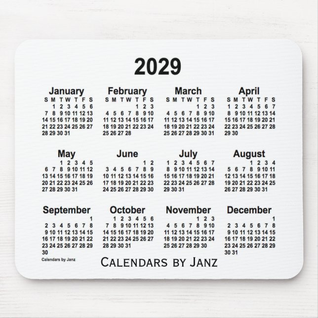 Weißer Kalender 2029 von Janz Mouse Pad Mousepad (Vorne)