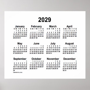 Weißer Kalender 2029 von Janz Print Poster