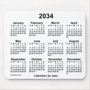 Weißer Kalender 2034 von Janz Mouse Pad Mousepad