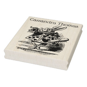 Weißer Kaninchen-Hoftrompeter Alice im Wunderland Gummistempel