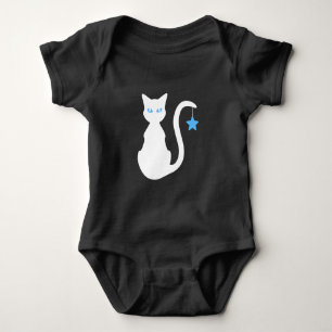 Weißer Katzen-Baby-Bodysuit Baby Strampler
