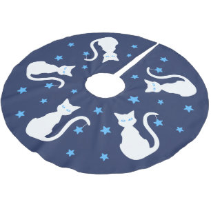 Weißer Katzen-Baum-Rock Polyester Weihnachtsbaumdecke