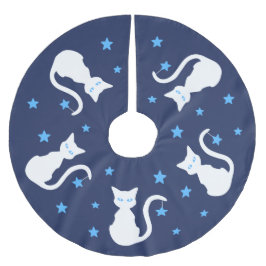 Weißer Katzen-Baum-Rock Polyester Weihnachtsbaumdecke