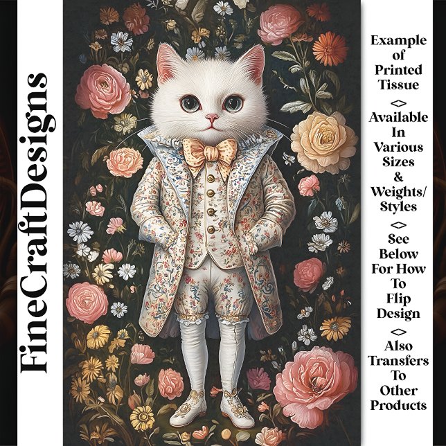 Weißer Katzenbarsch bestickte Outfit CB7 Decoupage Seidenpapier (Von Creator hochgeladen)