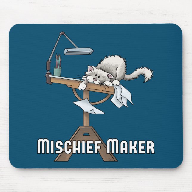  Weißer Katzenschalk Mauspad (Vorne)